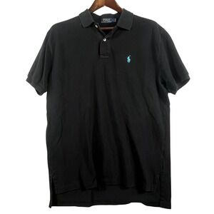 Polo Ralph Lauren Mens L ShortSleeve Polo Black Turquoise Pony Pique Golf Preppy